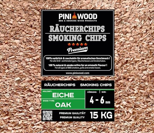 PINI Virutas para ahumar de roble de 4 a 6 mm, 15 kg