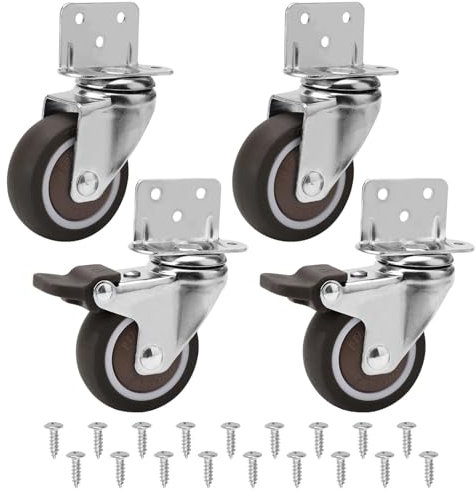 Juego de 4 Ruedas Para Muebles De 50 MM con Forma de L Ruedas Giratorias Carga hasta 120 KG Sin marcas Ideal Ruedas Para Mover Muebles para Mesas Pequeñas Muebles Zapateros con 2 Frenos