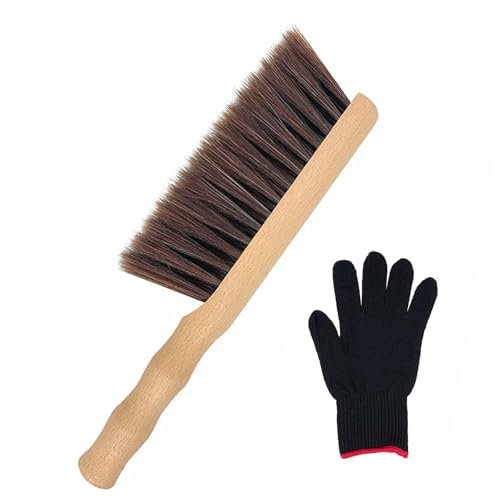 Hand Brush – 32cm Natural Wooden Handle Soft Bristle Brush with 5 Rows of Dense Bristles, Versatile Soft Brush for Dusting, Cleaning Furniture, Floors, Garden, Stairs, Bed, Sofa & More