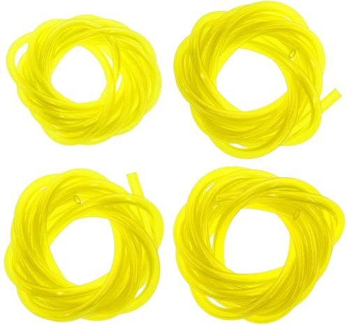 4 Lot de 1.5 mètres Tuyau Durite d'essence, Tuyau D'essence Jaune, 2 x 3.5 mm, 2.5 x 5 mm, 3 x 5 mm, 3 x 6 mm, Carburant Flexible Résistant, Pour Souffleur Coupe-Bordure Tronçonneuse Débroussailleuse