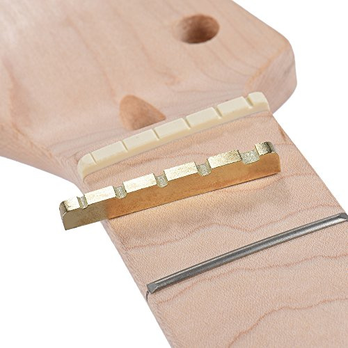 POENVFPO Capotasto per Corde per Basso Elettrico in Ottone, 45 Mm, Parte di Ricambio per 5 Corde Pre-intagliato, Finitura Oro Premium, Lavorazione di Precisione