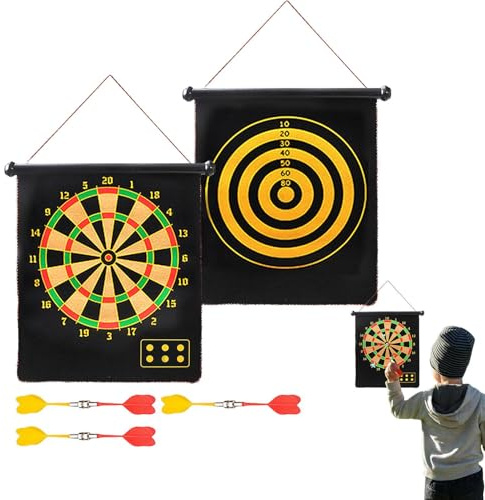 NevPuose Dart Board Magnetic, Magnetic Dart Board per bambini, Game di festa all'aperto interno, Rolling a doppio lato dardo per bambini adulti giochi da tavolo da dardo all'aperto interno