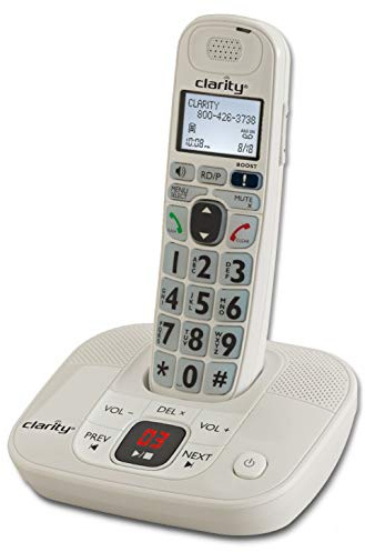 Clarity 53714 Dect 6.0 Amplified Cordless Phone with Digital Answering System VoIP Phone and Device,White,D714