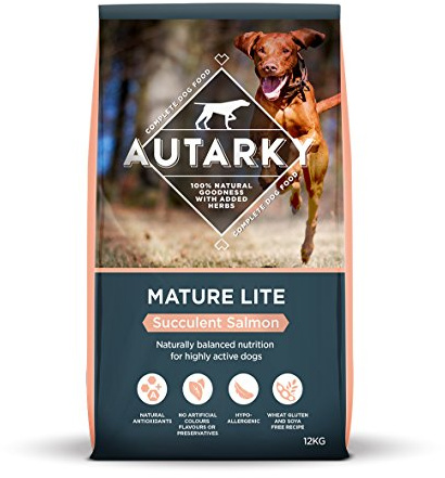 Autarky Hypoallergenic Mature Lite Succulent Salmon Dry Dog Food for Senior Dogs, 12 kg, transparent