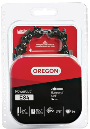 Oregon B84 Full Chisel Professional Chainsaw Chain for 24 Bar, 84 Drive Links, .050 Gauge, 3/8 Pitch, 72EXL, Fits Husqvarna, Stihl