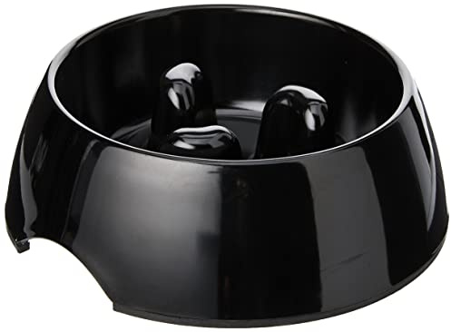 Rosewood Anti-Scoff Slow Feeder Dog Bowl – Medium Heavy-Duty Melamine Food Bowl for Small to Medium Breeds – Aids Digestion & Reduces Gulping – Slip-Resistant, Durable & Easy to Clean – Black