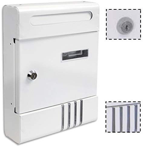 DOBO Cassetta Postale portalettere in Ferro Bianco Porta buca Lettere Posta Cassetta da Esterno preforata con Doppia Chiave Kit Viti Montaggio targhetta portanome