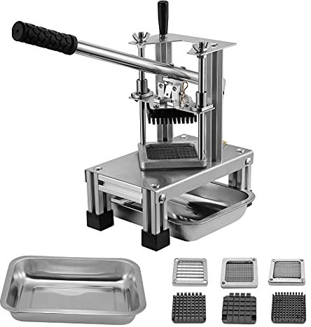KKTECT Commerce Coupe Friture Française avec 3 lames de Rechange, 1/2, 1/4 et 3/8 Hachoir Simple Hachoir à Pommes de Terre au Citron Frit Français Avec Poignée d'extension
