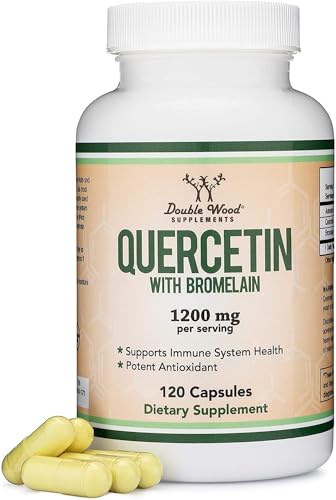 Quercetin with Bromelain - 96% Highly Purified - 120 Count (1,200mg Servings) - Supports Healthy Immune Functions in Men and Women (Vegan Safe, Third Party Tested, Gluten Free) by Double Wood