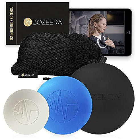 [LACROSSE BALL MASSAGE - 3ER SET] Lacrosse Massageball Set – Gummi Ball Set – Faszienball Set - Lacross Ball 6 cm, 5cm und 3cm Inkl. GRATIS Video-anleitung, Übungs-booklet & Tasche – Premium Set