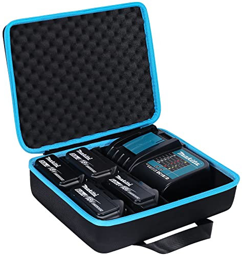 Khanka Hard Battery Storage Box Holder,Carrying Case Replacement for Makita 12V 18V 40V Battery and Charger - Holds 12V 18V 40V 2.0/2.5/3.0/4.0/5.0/6.0-Ah Battery, Charger. (Emepty case)