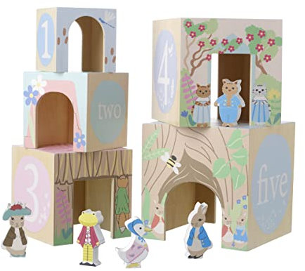 Orange Tree Toys - Peter Rabbit Wooden Stacking Cubes, Educational Nesting Toys for Toddlers 1 Year+