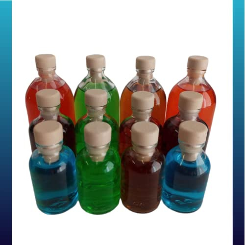 Botellitas de cristal pequeñas para rellenar de 100ml, 50ml y 30ml (12 o 24 uds) Botellas de vidrio vacías multiusos reutilizables para envasar bebidas, licores, con tapón de corcho (12, 50 ml)