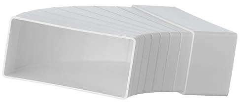 Steinberg14 White 110x55mm / 4x2 inch - 15-60° Horizontal Elbow - Flat Channel Bend - Rectangular Plastic Ducting Adaptor