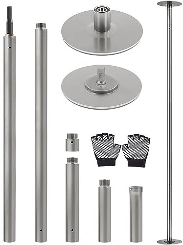 Yaheetech Juego de Palos de Baile Extraíble para Club, Casa Pole Dance Barra de Baile de Acero Inoxidable para Casa Danza Ejercicio Altura Ajustable de 210-274.5cm 200 kg de Capacidad Gris Mate