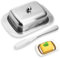 Vegena Butterdose Edelstahl: 1 Stück Edelstahlbutterdose mit Deckel, Butterglocke Butter Keeper Box für Butter, Käse und Desserts (18,5 x 12,2 x 6,8 cm)