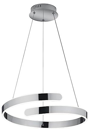 Reality Leuchten LED Pendelleuchte Parma R37071106, Metall Chrom, inkl. 37 Watt LED, Switch Dimmer