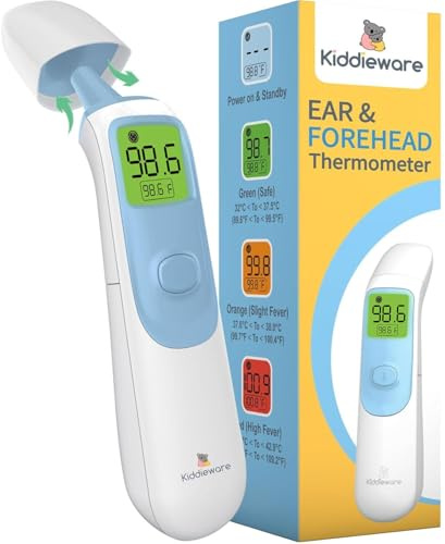 Kiddieware Ear and Forehead Baby Thermometer for Infants to Adults Termometro Digital Baby Stuff Instant Read Ear Thermometer for Kids or Touchless Forehead Thermometer