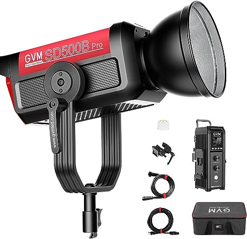 GVM Pro SD500B 500W LED videolampa, studiolampor med Bowen-fäste, 61600lux/1m LED fotobelysning med 45° standardreflektor, kontinuerlig ljusstyrka för video, Youtube, studiofilm, fotolampa
