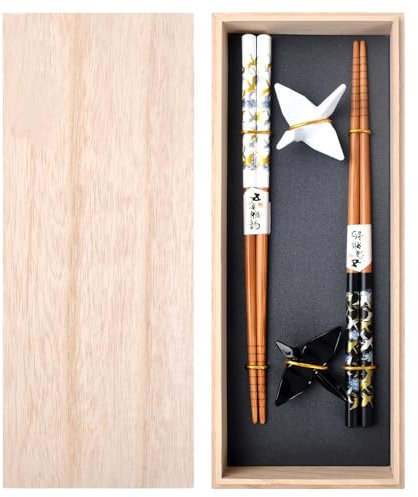 Palillos Japoneses con Soporte para Palillos, Palillos para Niños Palillos para Aperitivos / Sushi Palillos para Loncheras de Niños