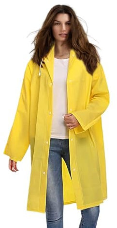 Voarge Eva Regenjacke Regenmantel für Erwachsene, für Damen und Herren Regenbekleidung Regencape Regenjacke Wasserdicht für Wandern Radfahren (L, Gelb)