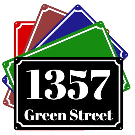 Address Plaque for House Sign with Street Name Number Personalized Customized House Number Sign on the Wall of the Outdoor Entrance