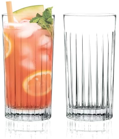 Barski Lot de 2 verres Highball en cristal pour eau, jus, bière, cocktails mixtes, verre à mojito, verres Tom Collins bar, 445 ml, fabriqués en Europe