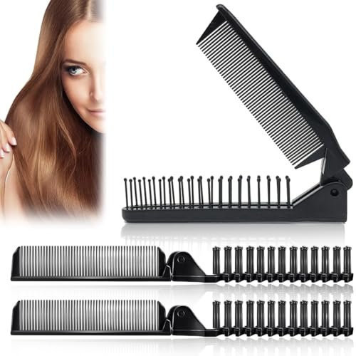 COYUN 3 Stück Reise-Haarbürste, Faltbarer Kamm, Klappkamm Bartkamm Klappbar Klappbürste Kleine Haarbürste Mini Haarbürste Taschenkamm, kleine klappbare Haarbürste