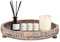 Vassoio da Portata di Servizio in Legno, 30cm Vassoio Rotondo, Vassoio Candele in Legno con Perline, Vintage Vassoio Rustico Vassoio Decorativo Vassoio Caffè per Decorazioni Casa