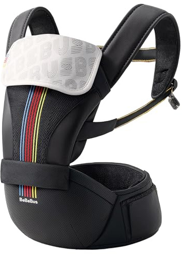 Bebebus Babytrage mit Hüftkissen, 2-in-1 Verstellbar & Abnehmbar, Atmungsaktiv & Einfach zu Tragende Tragehilfe mit Lendenstütze und Abnehmbarem Sabberlätzchen, Für Neugeborene & Kleinkinder bis 20 kg
