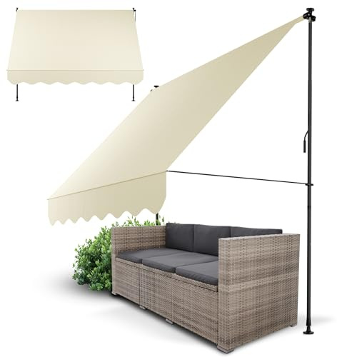 Juskys® Klemmmarkise Kapstadt 250x120 cm - Höhenverstellbar & UV-beständig - Balkon & Terrasse - Wetterfest & Sichtschutz - Terrassenüberdachung Beige