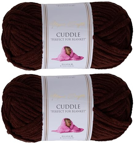 Utopia Crafts Ovillo Lana de Chenilla Gruesa Para Crochet y Tejer a Mano Brown, 100 g/60 m, Esponjosa, Suave, Ideal Principiantes. Lavable a Máquina, Alternativa a Lana Animal, 2 unidades