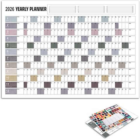 SURALIN Calendrier mural 2026 XXL (74,2 x 52,5 cm) pliable au format poster, agenda mural, calendrier annuel, calendrier poster