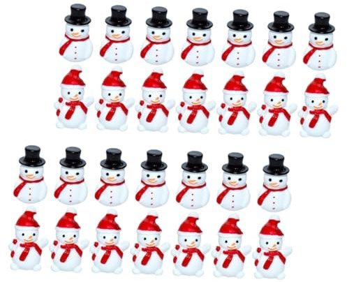 YRYRYW 40 Snögubbefigurer Charmiga juldekorationer Små snögubbestatyer för bordsskiva Trädgård Micro Landskapsdekor Household faucets