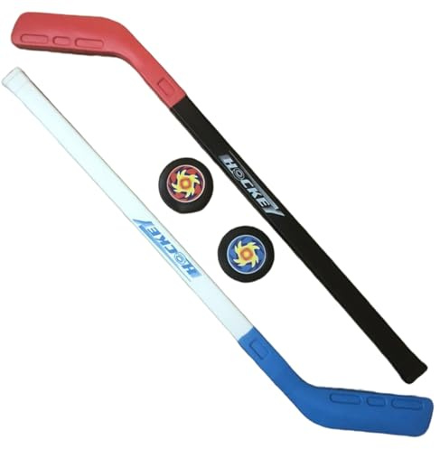 Licsaliwe Hockeyset för barn för gatugolvsträning – hockeyklubba med 2 bollar för barn pojkar flickor inomhus utomhus (blå röd)