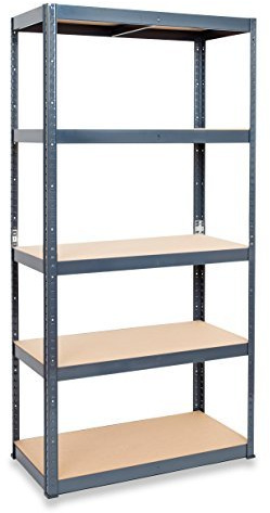 STORALEX® Garage Racking Shelving Unit - Popular 45cm Deep Version - UK’s Bestselling Garage Storage Shelves - 265kg Per Shelf (Evenly Distributed) - 5 Tier Shelf - Metal & MDF Boltless Assembly System
