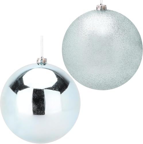 Christmas Concepts® Packung Mit 2-200mm Kugeln - Glänzendes Design - Riesige Weihnachtskugeln (Ice Blue)