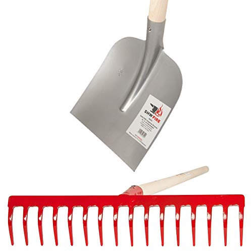 SHW-FIRE Gartenrechen, mit 16 Zinken und Holsteiner Schaufel mit Espen- und Eschenholzstielen. 130-150cm