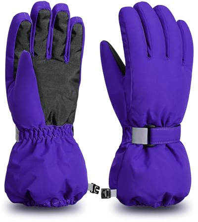 ThxToms Guantes de Esquí para Niños Nieve de Invierno -15 ℃ | Cortavientos Cálido e Impermeable | Clima Frío Engrosado de Oxford | Deportes al Aire Libre Snowboard Esquí |Niño y Niña de 4 a 13 Años