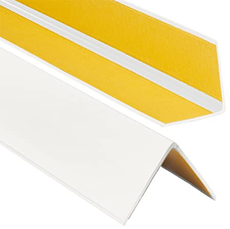 ProfiPVC Winkelprofil 50x50mm, Kunststoffwinkel aus PVC-Gummi - selbstklebend Kantenschutzprofil, elastischer Kantenschutz - Eckschutzprofil, einfache Montage - 70cm, Weiß