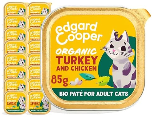 Edgard & Cooper cibo umido per gatti, (Tacchino Bio, 85g x 16), pate gatto sterilizzati o attivo, carne fresca e ingredienti naturali, senza cereali, senza zuccheri aggiunti