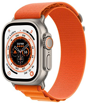 Apple Watch Ultra (GPS + Cellular, 49mm) Smartwatch - Titangehäuse, Alpine Loop Orange - Medium. Fitnesstracker, präzisesGPS, Aktionstaste, extra Lange Batterielaufzeit, helleres Retina Display