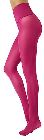 CALZITALY Sömlösa strumpbyxor, ogenomskinliga tights, täckande tights, dam, svart, grön, blå, vinröd, S, M, L, XL, XXL, 50 DEN, Made in Italy, Pink Cerice, S
