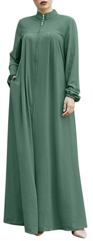 Gebetskleidung für Frauen mit Reißverschluss Muslimische Kleider Islam Abaya Muslim Damen Kleid Langarm Lockeres Freizeitkleid Maxikleid Islamische Türkische Ramadan Ganzkörper Lang Gebetskleid