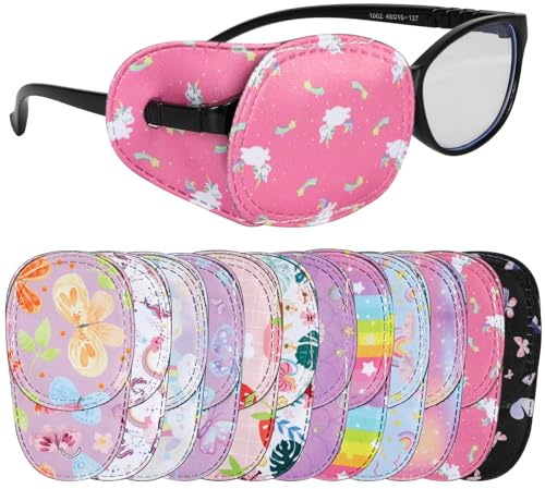 HIFOT 12 piezas parches ojos niños,Unicornio parches para gafas niños reutilizables Parches de ojos para gafas Parches oculares para Ambliopía estrabismo ojo vago terapia visual oclusión ocular