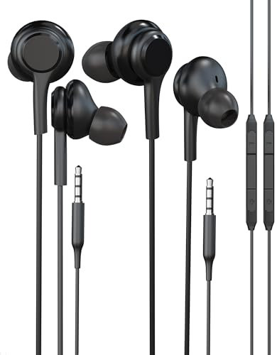 Auriculares de 3,5 mm (2 paquetes) compatibles con Samsung Aux Audio Cable Jack para Phone Cable Auriculares PC Smartphone Gaming Micrófono Música Auriculares con Cable Estéreo Porta Headphones Pad