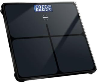 Eldom GWO270 Digitale Personenwaage – LED-Anzeige, hochpräzise Sensoren, Temperaturanzeige, 50 g Genauigkeit, gehärtetes Glas, rutschfest, Auto-On/Off, bis 180 kg, 26 x 26 cm