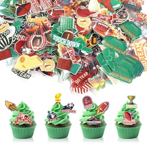 280pcs Football Cupcake Toppers, Edible Rugby Ball Cupcake Toppers American Football Cupcake Picks Sport Cake Decorations for Sports Theme Party Birthday Baby Shower Supplies