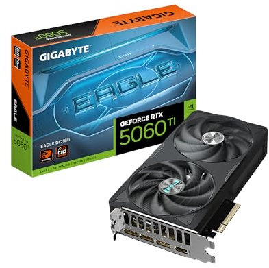 Gigabyte GeForce RTX 5060 Ti Eagle OC 16G Grafikkarte – 16 GB GDDR7, 128 Bit, PCI-E 5.0, 2617 MHz Kernfrequenz, 3 x DisplayPort, 1 x HDMI, GV-N506TEAGLE OC-16GD
