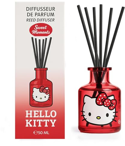 Hello Kitty Raumduft mit Duftstäbchen 50ml – Süß, Natürlich & Langanhaltend – Ätherisches Öl Reed Diffuser für Badezimmer, Wohnzimmer & Regal Dekoration – Raumduft Stäbchen Ohne Chemie